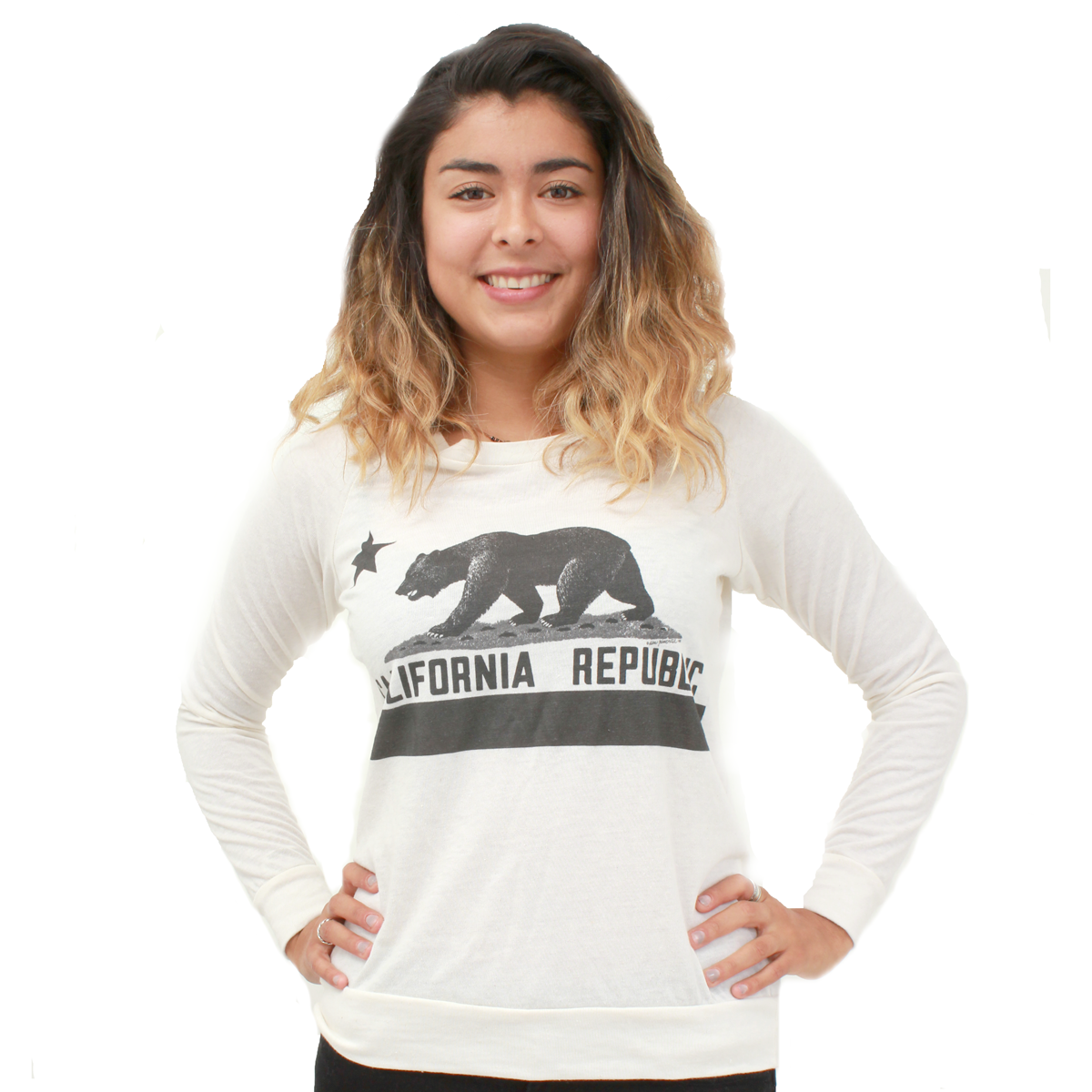 California Republic Women's Vintage California Flag Slouchy Pullover Longsleeve Shirt