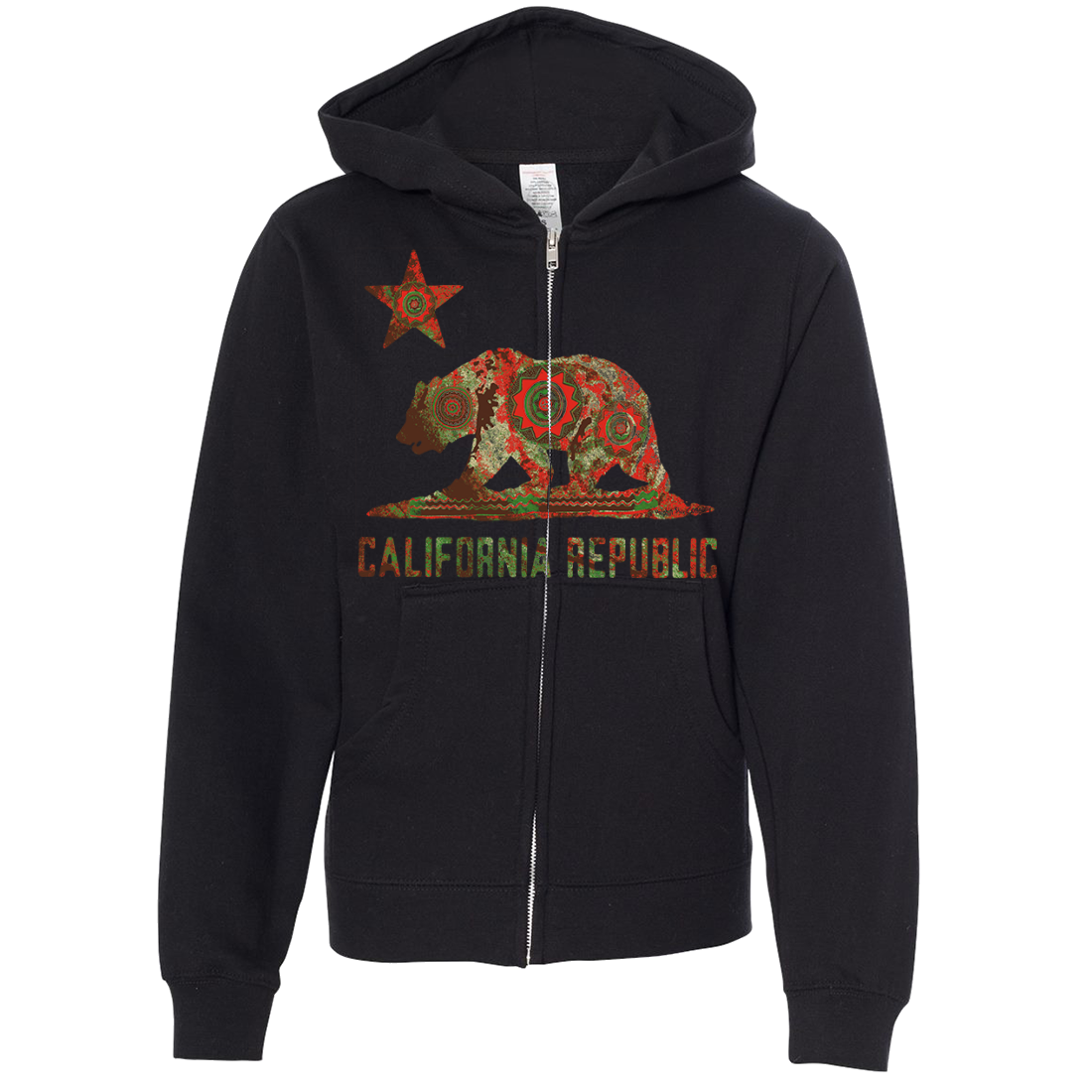 California Chumash Mandala Bear Premium Youth Zip-Up Hoodie