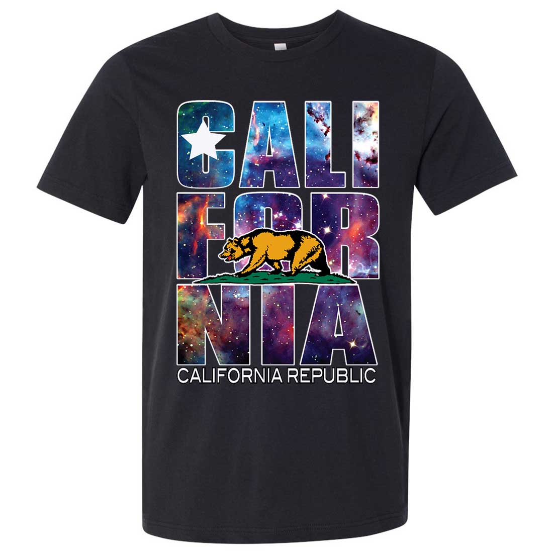 California Cosmic Flag Logo In Space Galaxy Asst Colors Mens Fitted Tee