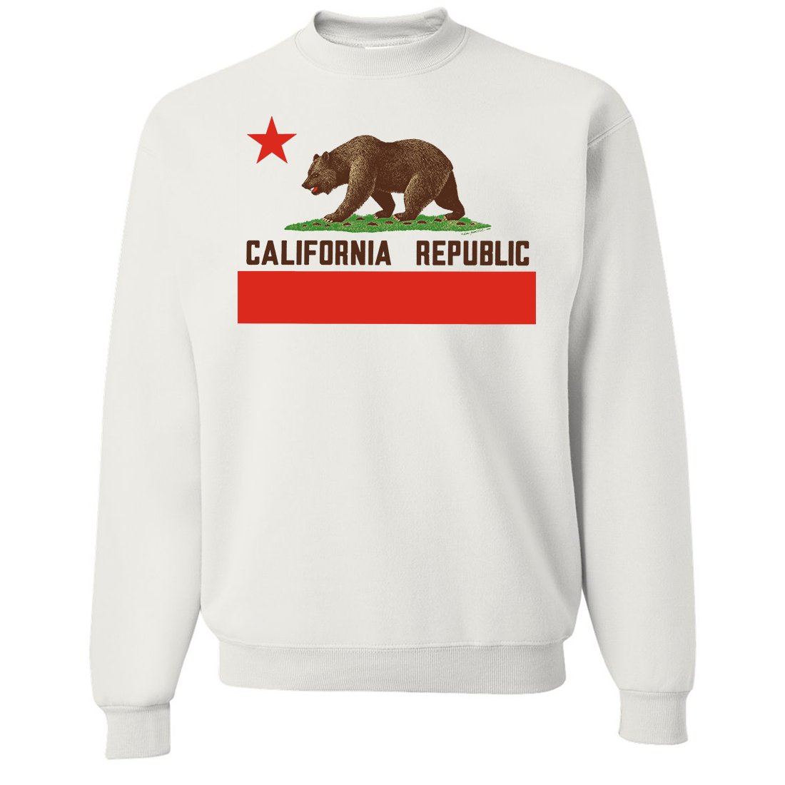 Don Pimentel California Republic Bear Flag Brown Text Crewneck Sweatshirt