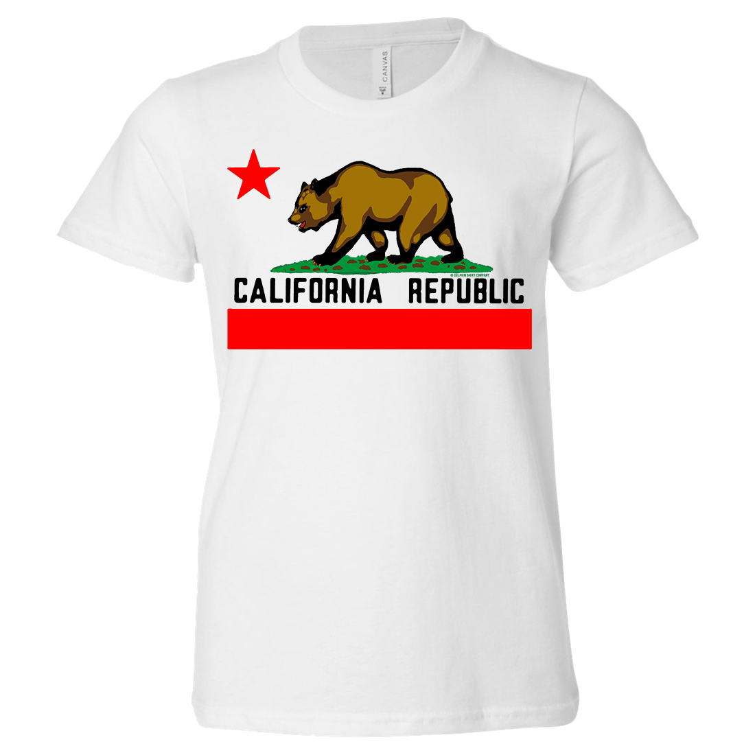 California Republic Borderless Bear Flag Black Text Asst Colors Youth T-Shirt/tee