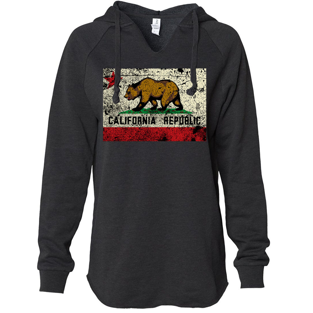 California State Flag Distressed Women's Soft Hooded Pullover