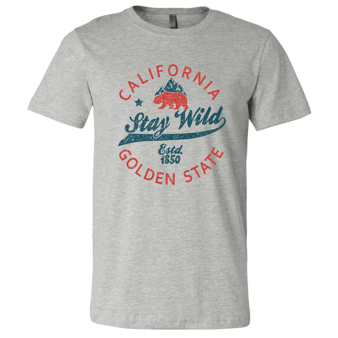 California Stay Wild Asst Colors Mens Lightweight Fitted T-Shirt/tee