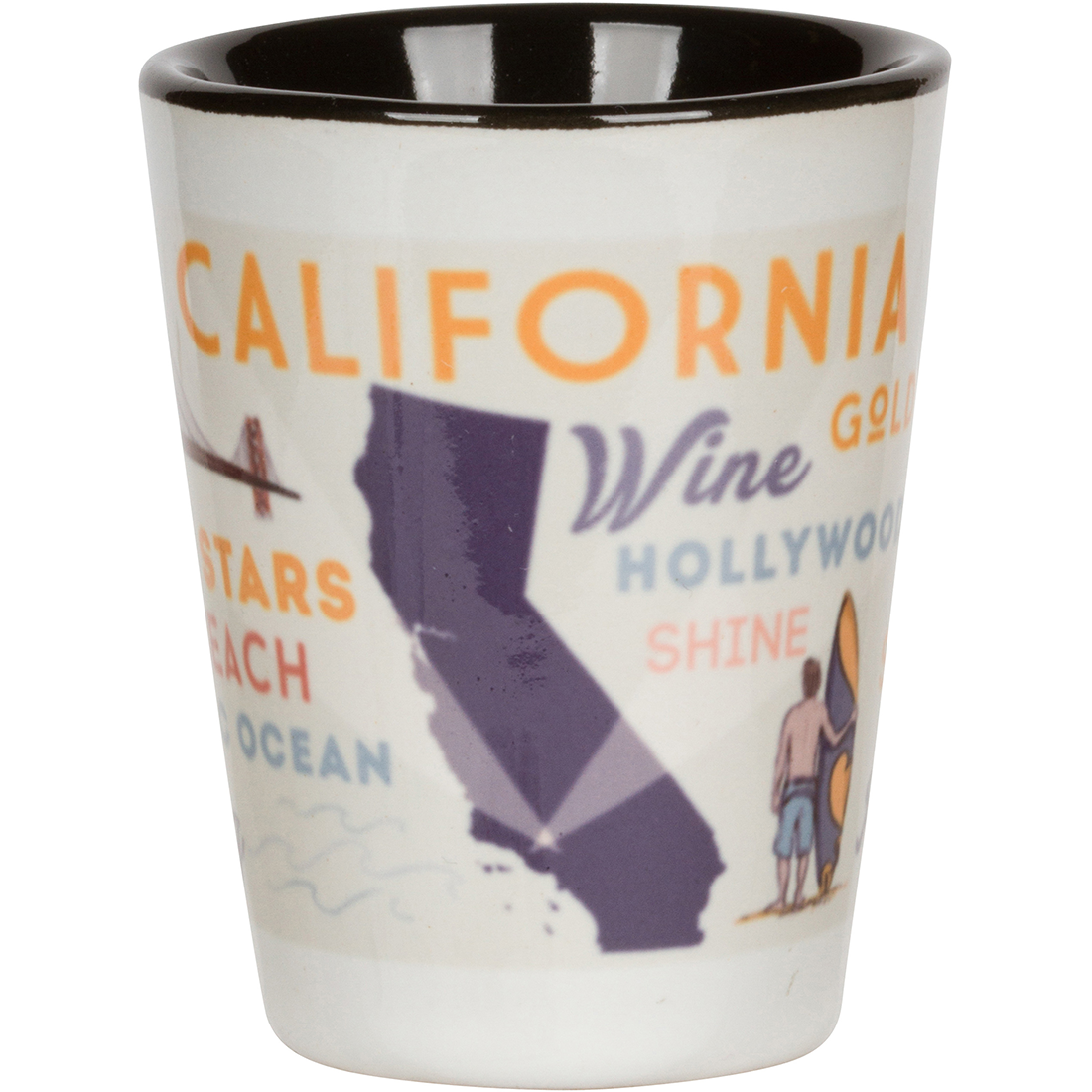 California State Map and Icons Shot Glass