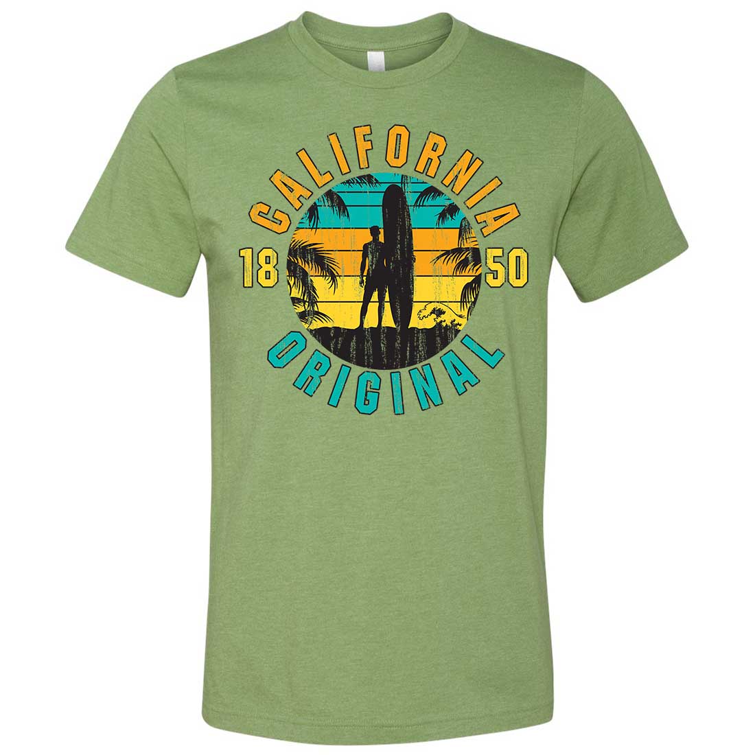 California t shirt mens green top