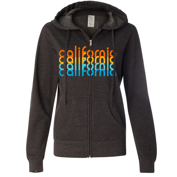 California Rainbow Stack Ladies Lightweight Fitted Zip-Up Hoodie -  California Republic Clothes