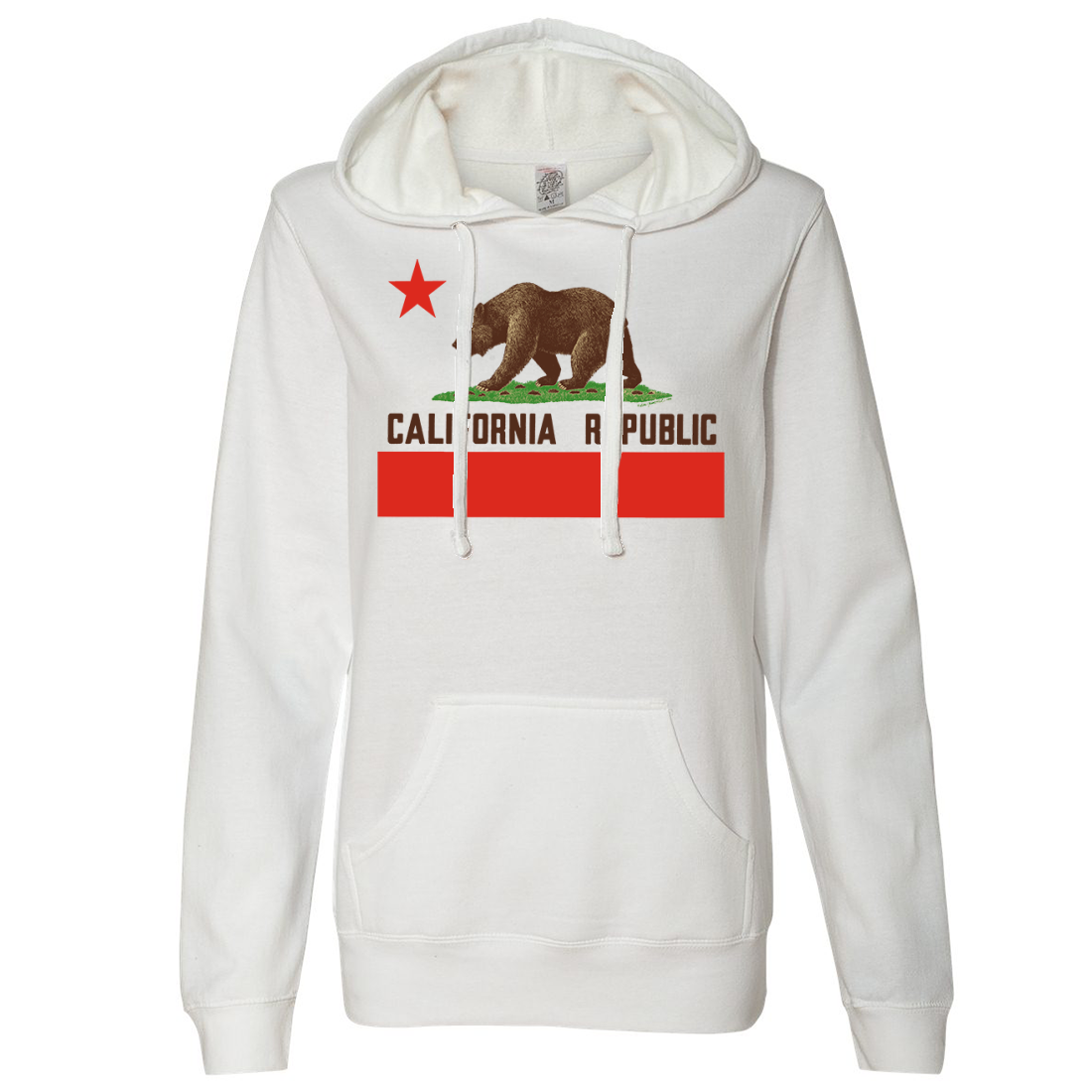 Don Pimentel California Republic Bear Flag Brown Text Ladies Lightweight Fitted Hoodie