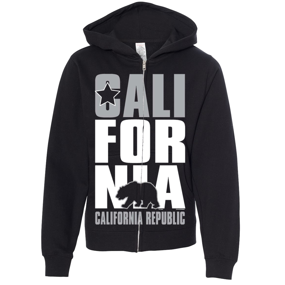 California Republic Silver Premium Youth Zip-Up Hoodie