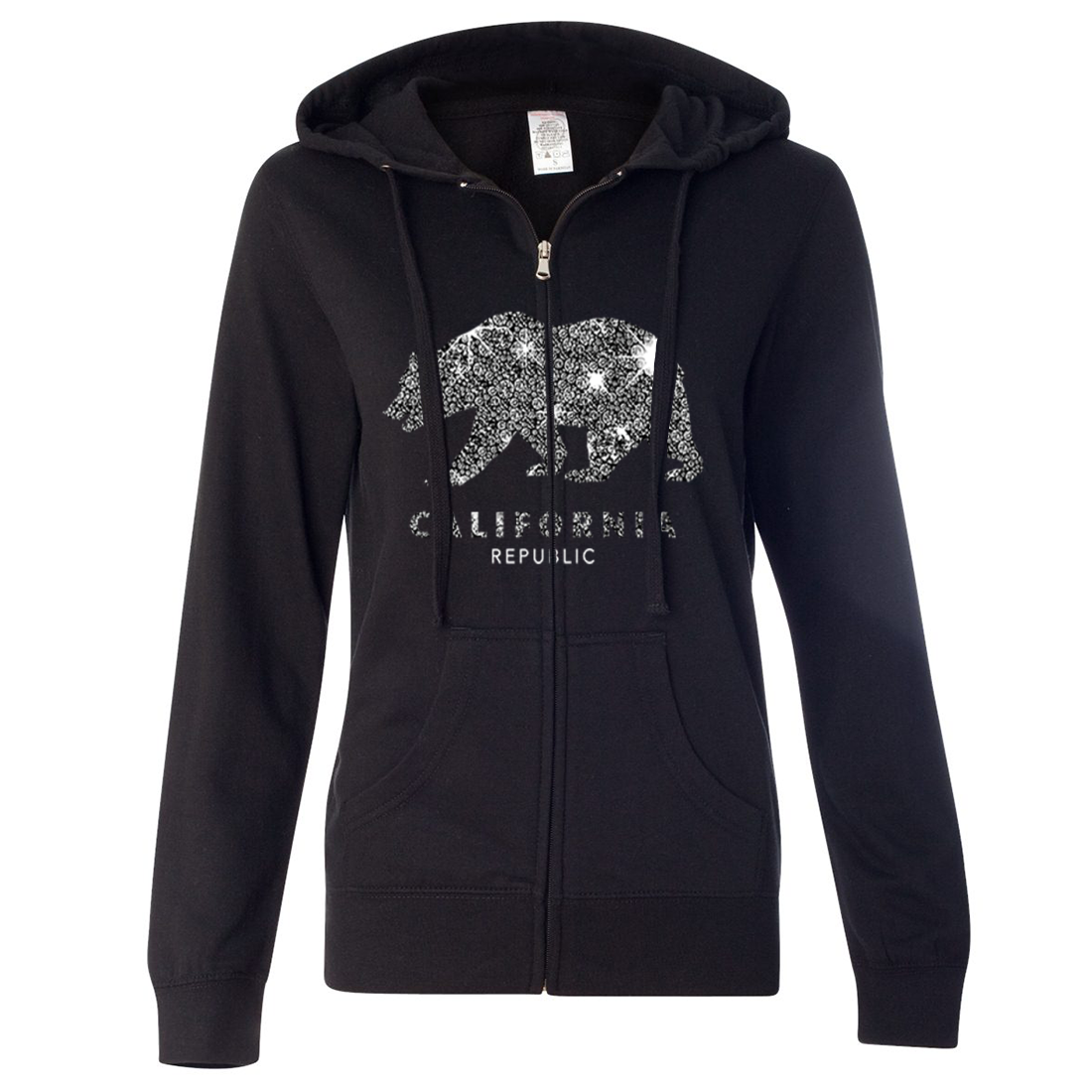 California Republic Sparkle Ladies Lightweight Fitted Zip-Up Hoodie