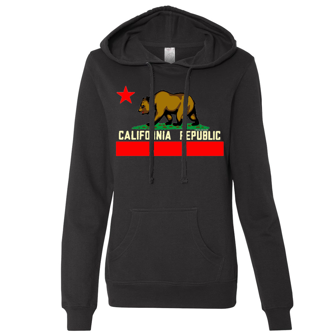 California State Flag Borderless Ladies Lightweight Fitted Hoodie