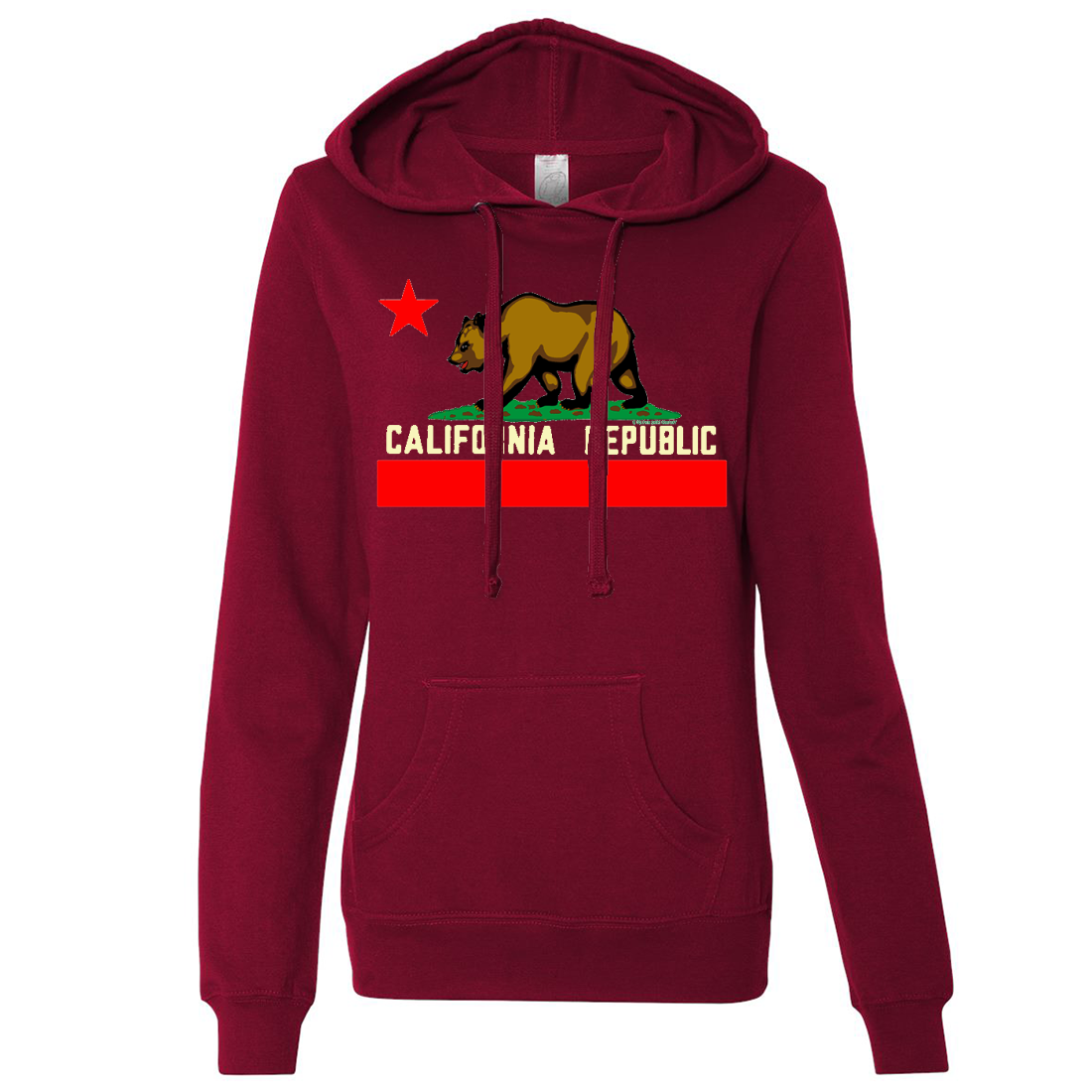 California State Flag Borderless Ladies Lightweight Fitted Hoodie