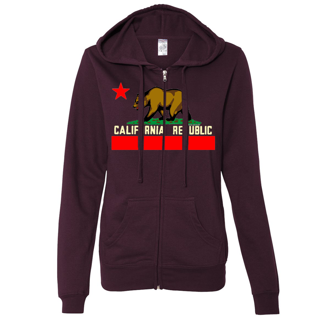 California State Flag Borderless Ladies Lightweight Fitted Zip-Up