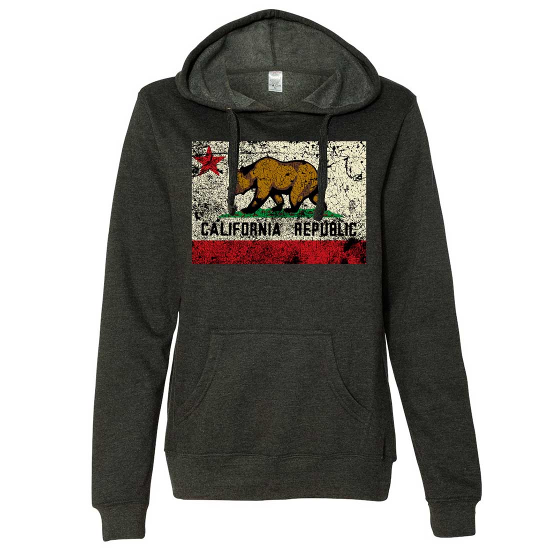 California State Flag Distressed Ladies Fitted Hoodie California State Flag Distressed Ladies Fitted Hoodie