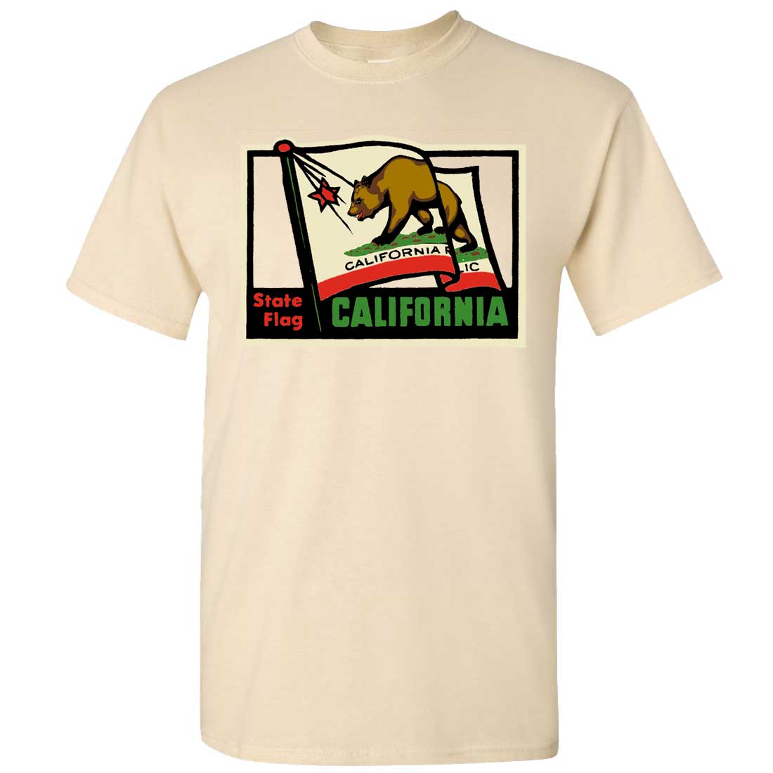 California Bear Republic State Flag Surfboard T-Shirt California Bear Republic State Flag Surfboard T-Shirt