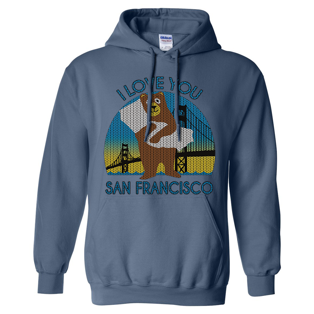 I Love You SF Knit Style Bear Sweatshirt Hoodie - California
