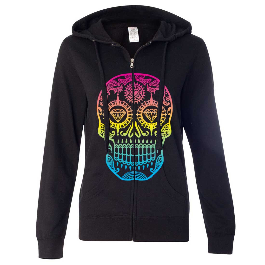 Morro Bay Stacked Ladies Lightweight Fitted Zip-Up Hoodie