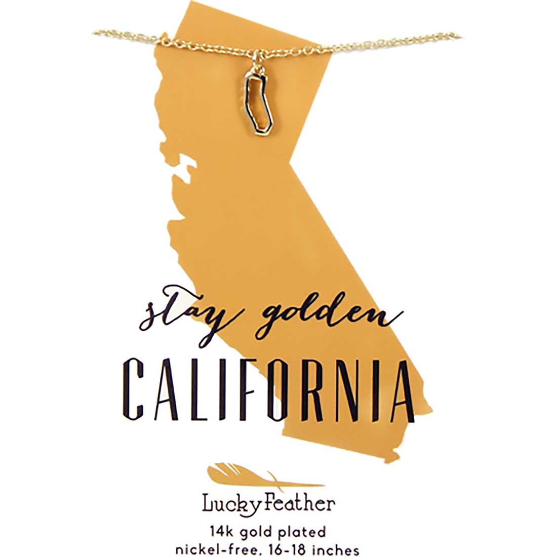 California State Small Outline Gold Necklace