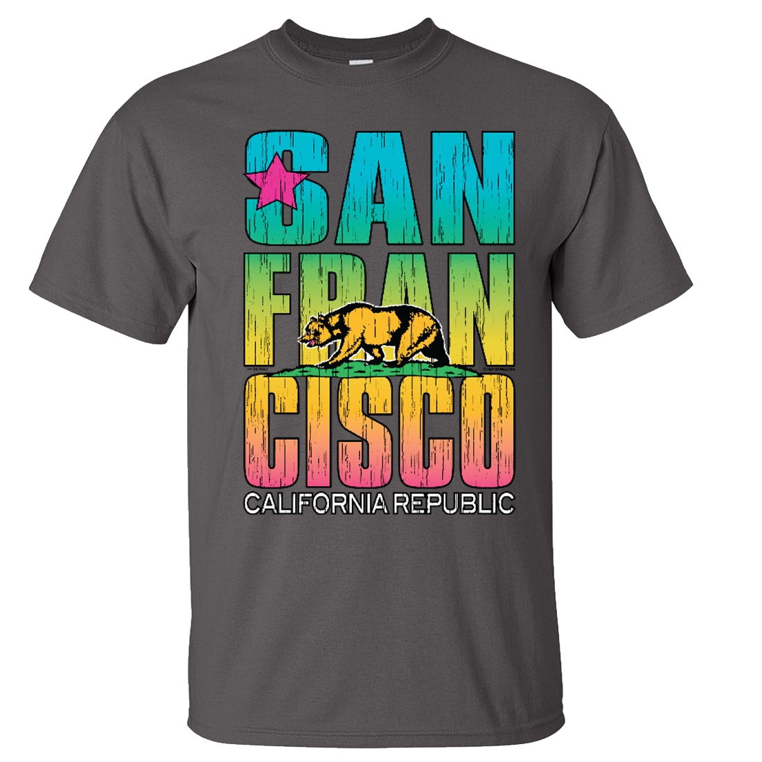 San Francisco California Neon Rainbow Asst Colors T-shirt