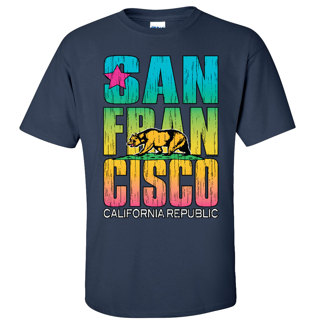 San Francisco California Neon Rainbow Asst Colors T-shirt