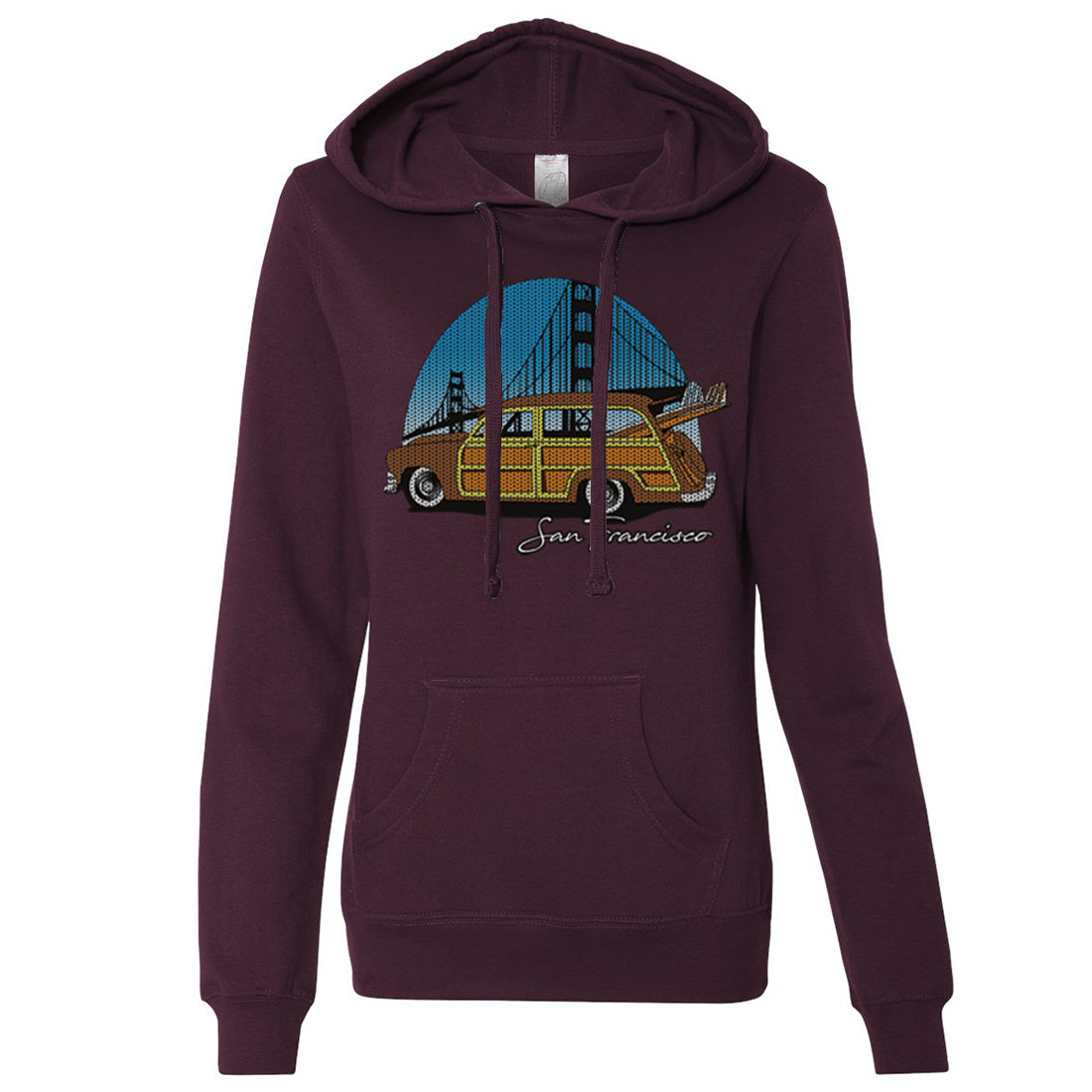 San Francisco Knit Style Woody Ladies Lightweight Fitted Hoodie California Republic Clothes