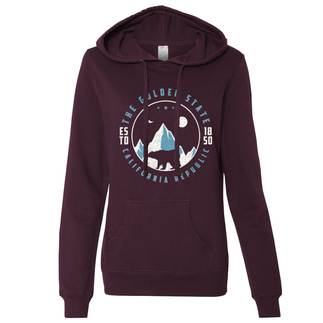 Snowy California Mountains Ladies Lightweight Fitted Hoodie California Republic Clothes