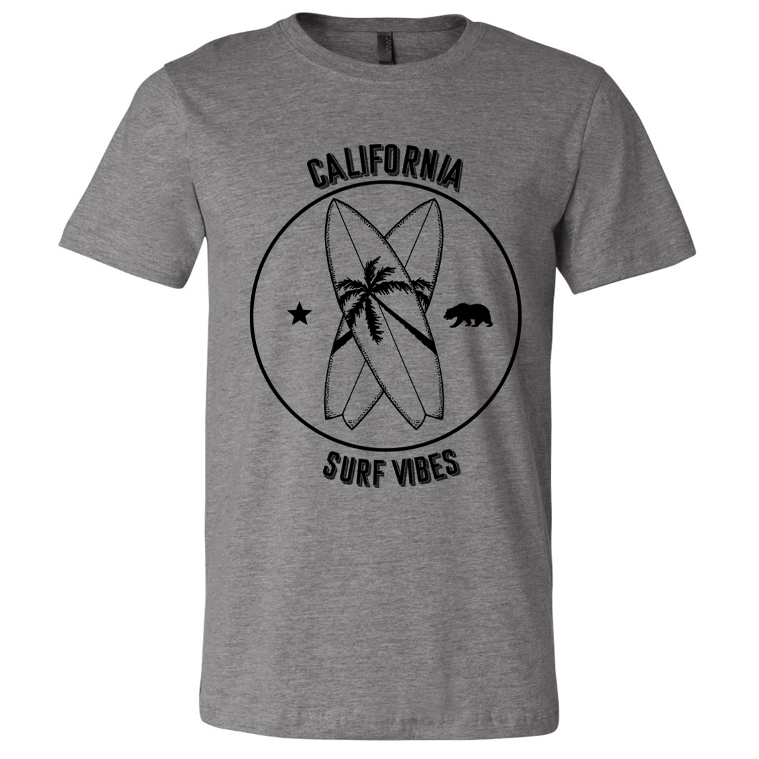Surf Vibes Black Print Asst Colors Mens Lightweight Fitted T