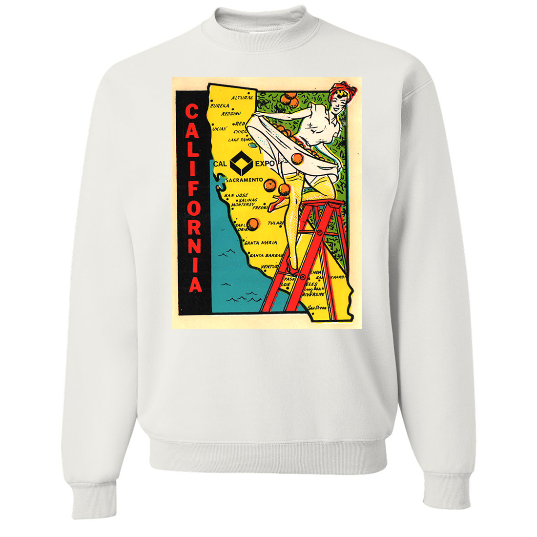 Vintage Sticker California Cal Expo Crewneck Sweatshirt California Republic Clothes