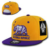 California Republic Cali State Bear Flag Snapback Hat Gold Purple by Whang