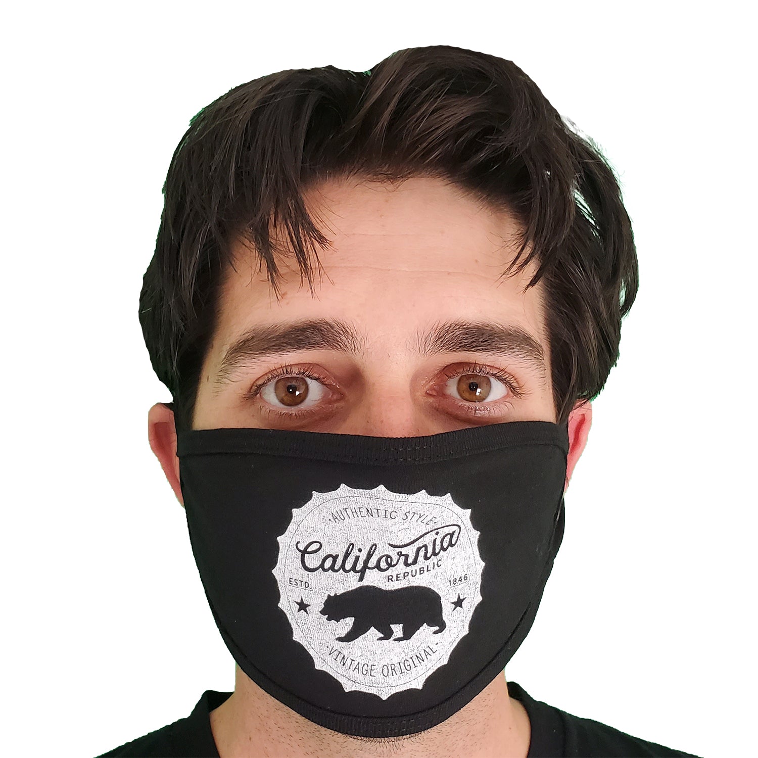 California Republic Bottle Cap Premium Flat Face Mask - Black