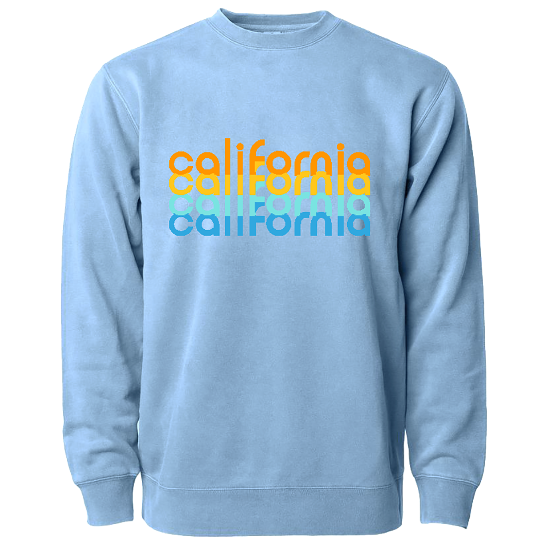California Repeat Text Pigment Dyed Crewneck Light Blue
