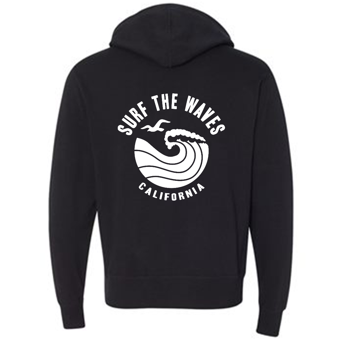 Surf The Waves California Premium Unisex French Terry Full-Zip Sweatshirt - Black
