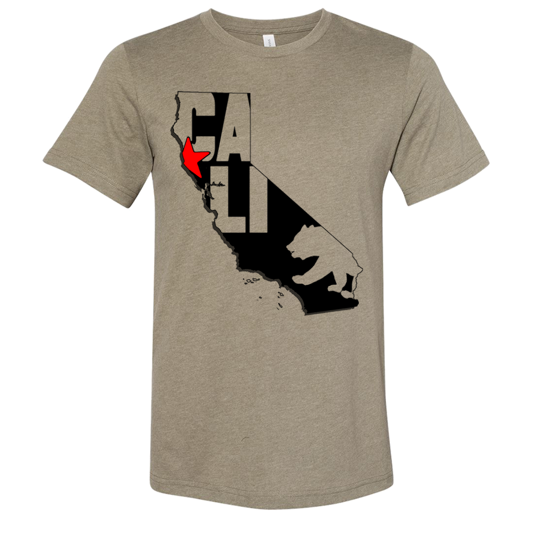 Cali Map Silhouette Outline Asst Colors Sueded Tee