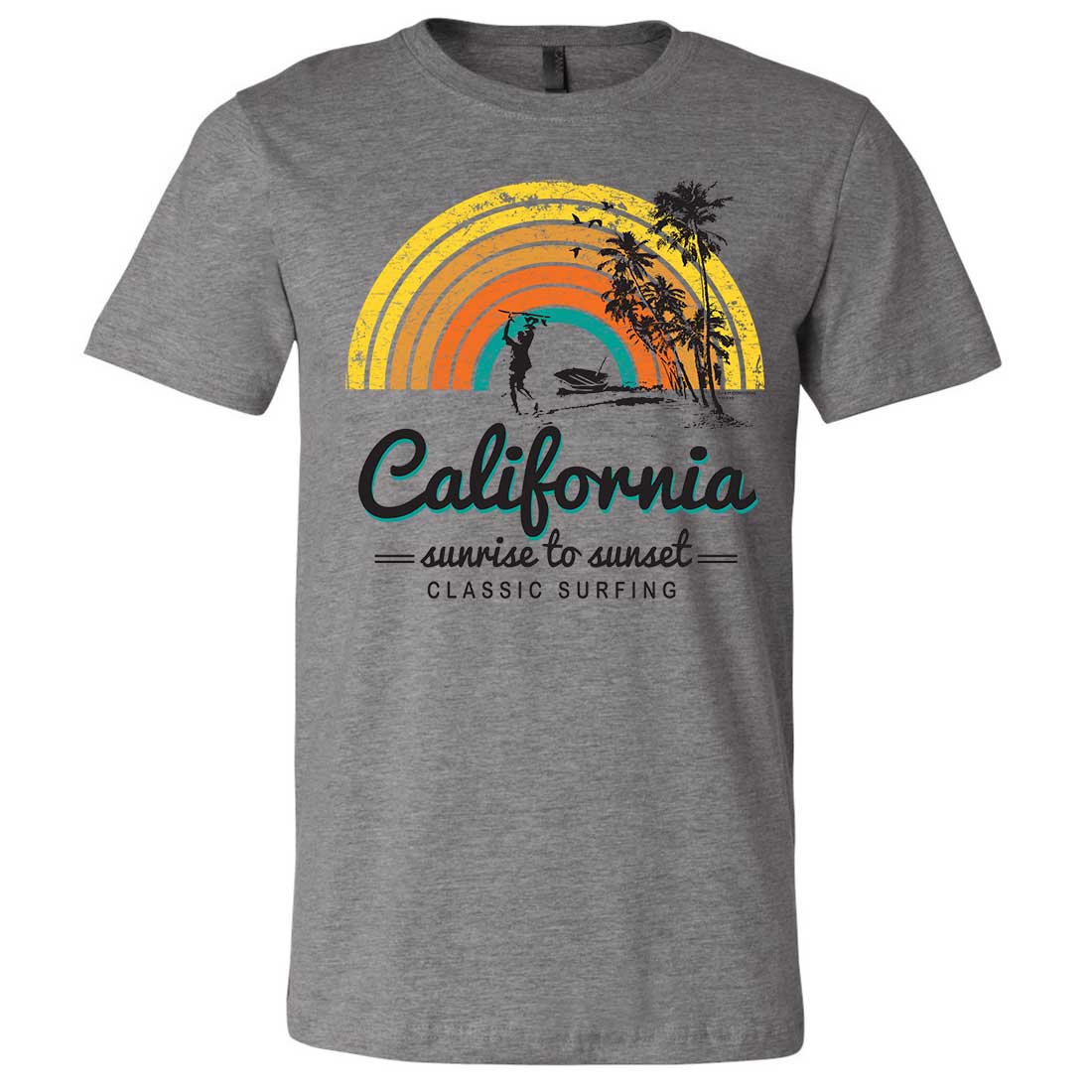 California Classic Sunrise Surfing Asst Colors Mens Lightweight Fitted T-Shirt/tee