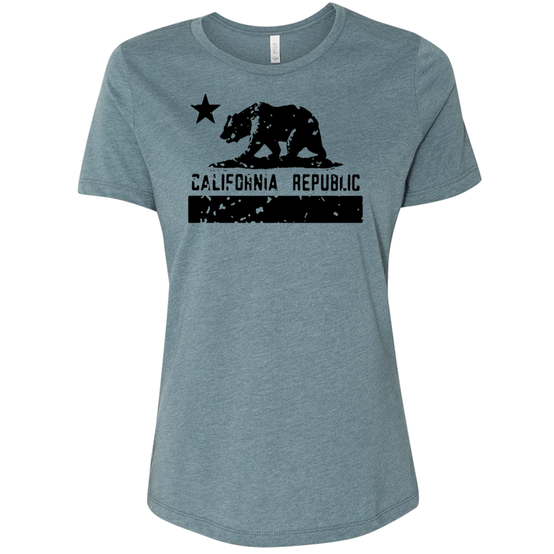 California Flag Black Print Silhouette Women's Relaxed Jersey Tee