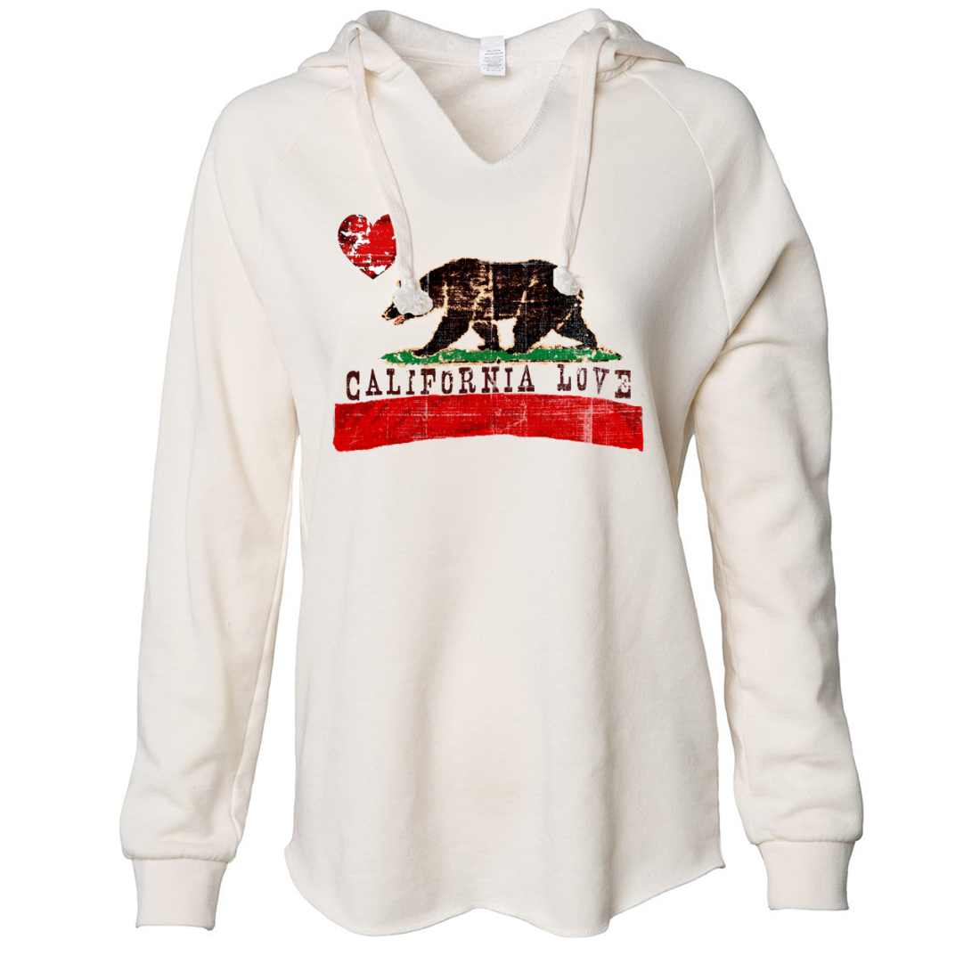 California Love Distressed Women's Soft Hooded Pullover