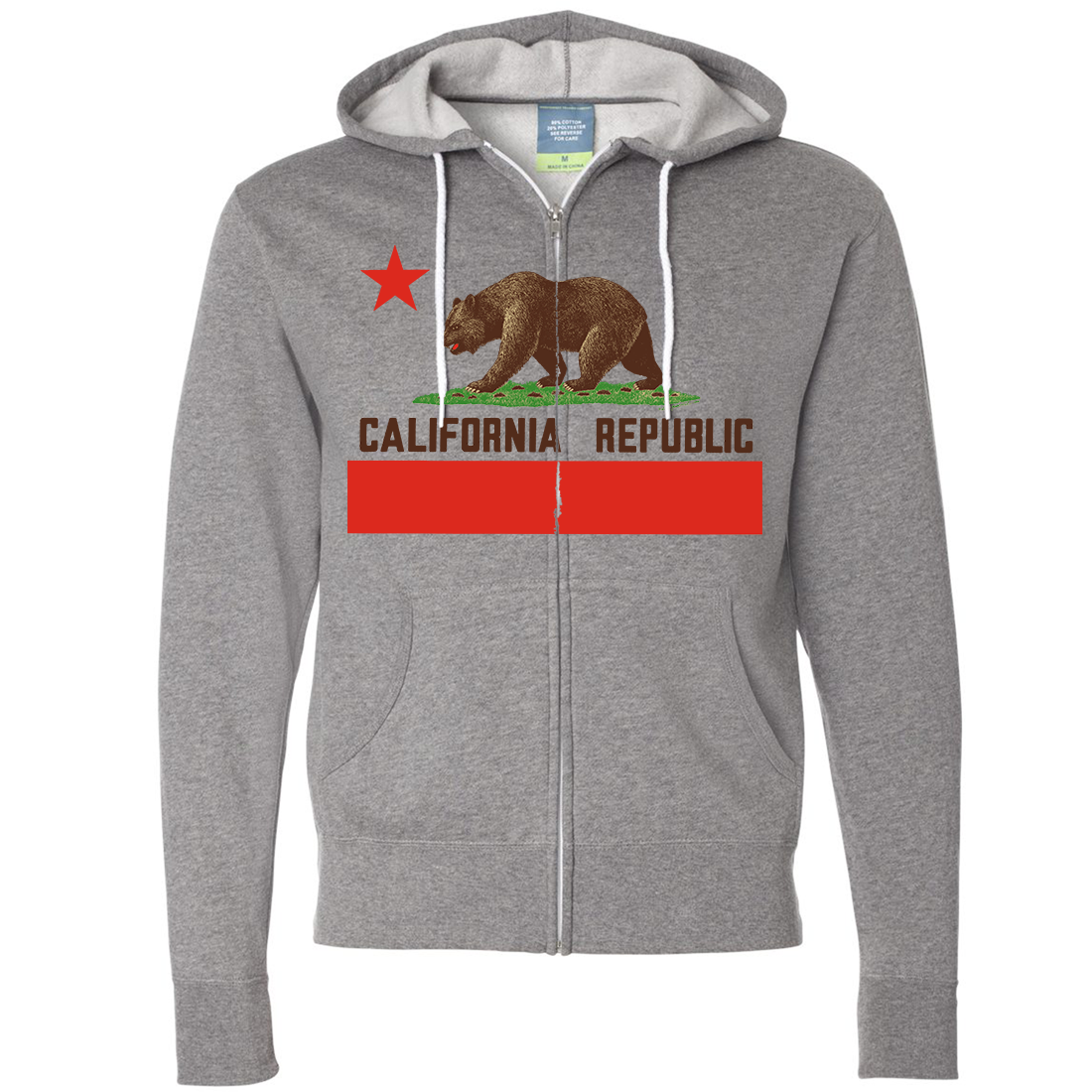 Don Pimentel California Republic Bear Flag Brown Text Zip-Up Hoodie