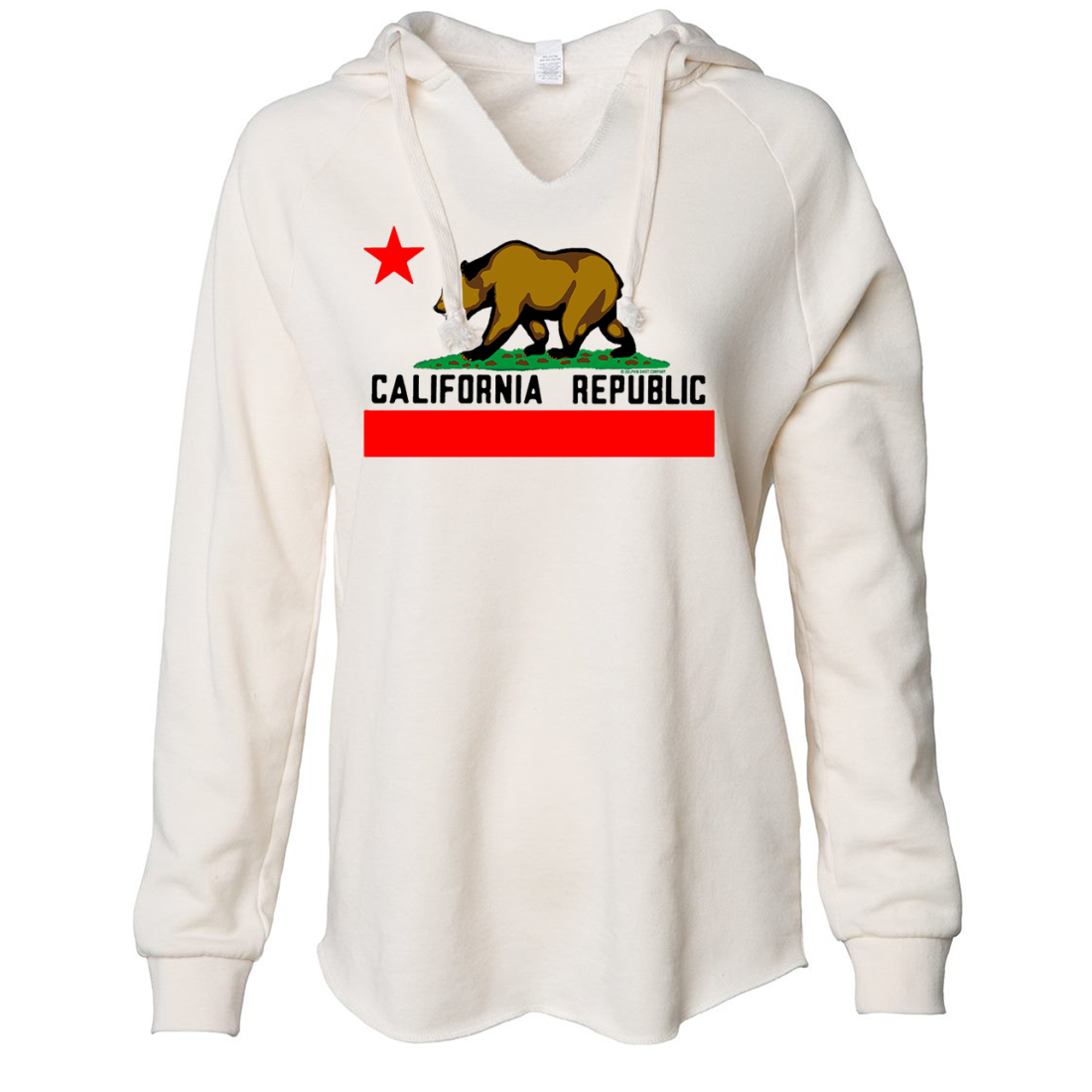 California Republic Borderless Bear Flag Black Text Women's Soft Hooded Pullover