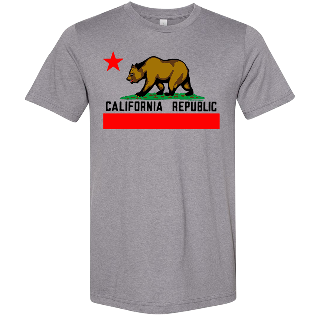 California Republic Borderless Bear Flag Black Text Asst Colors Sueded Tee