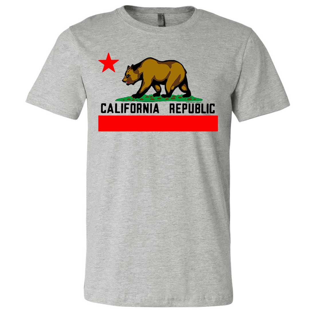 California Republic Borderless Bear Flag Black Text Asst Colors Mens Fitted Tee