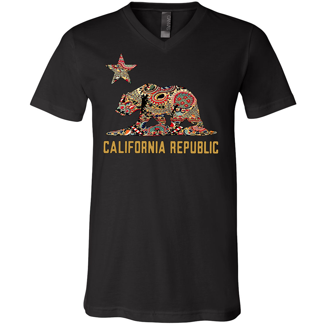 California Republic Paisley Bear Asst Colors V-Neck