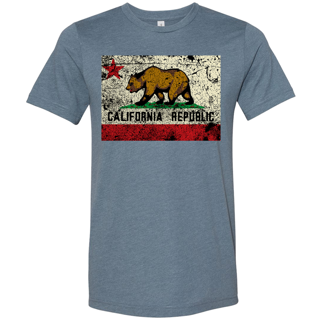 California State Flag Distressed Asst Colors Sueded Tee