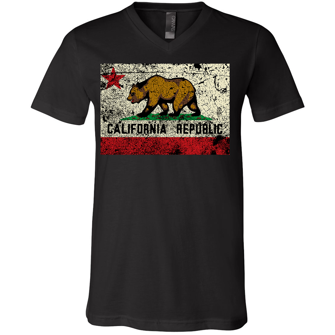 California State Flag Distressed Asst Colors V-Neck