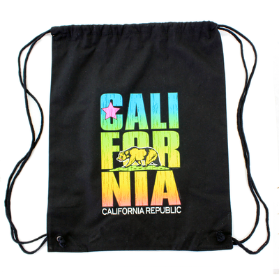 California Republic Neon Retro Cotton Canvas Drawstring Backpack