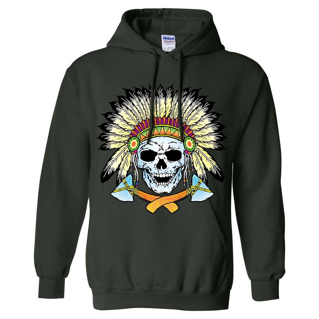 Native American Indian Skeleton Tomahawk Chief Sweatshirt Hoodie