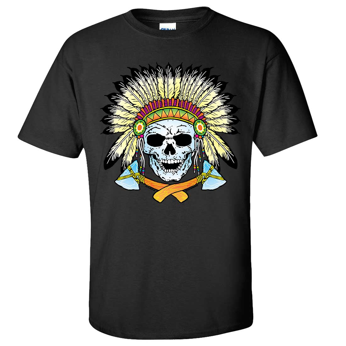 Native American Indian Skeleton Tomahawk Chief Asst Colors T-shirt/tee