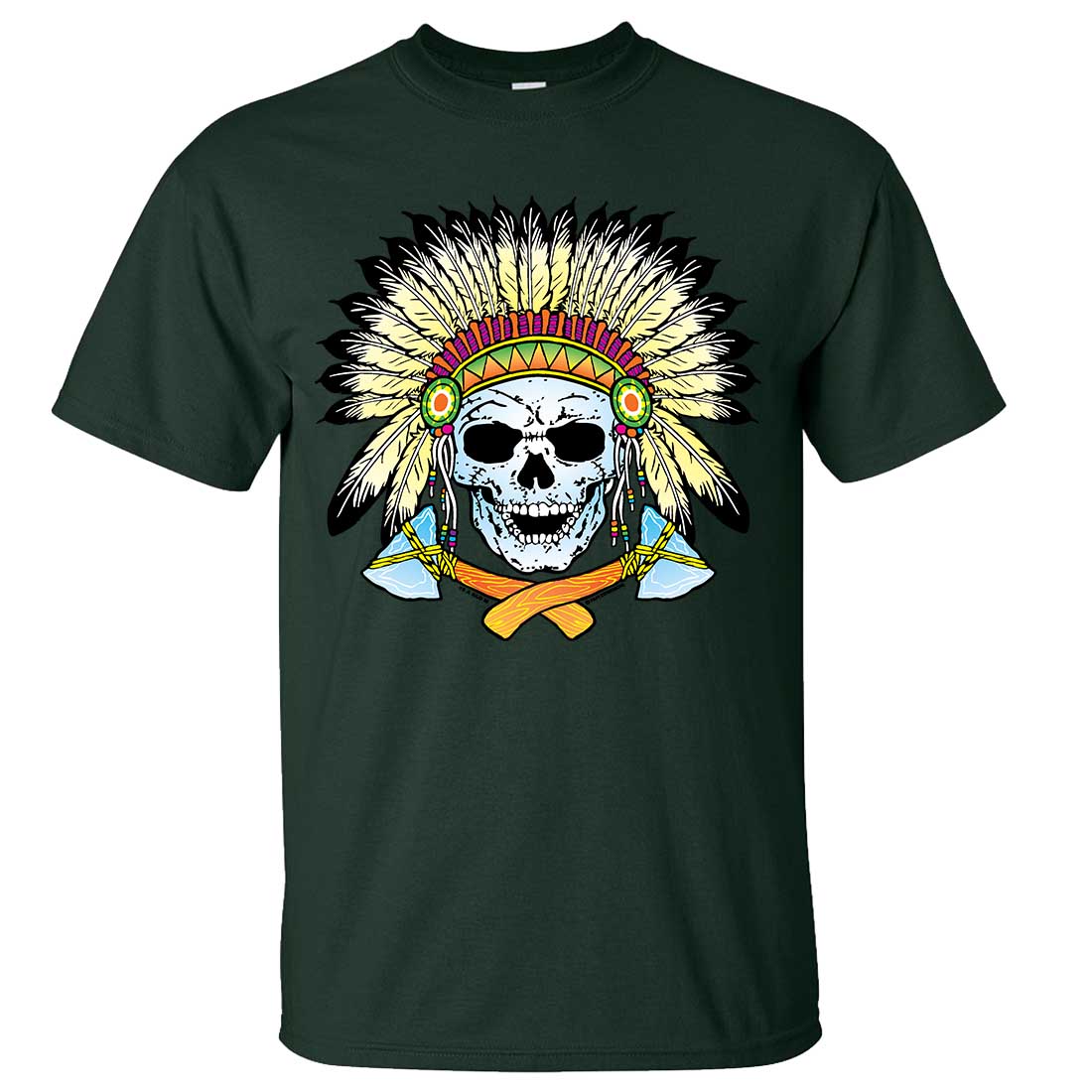 Native American Indian Skeleton Tomahawk Chief Asst Colors T-shirt/tee -  California Republic Clothes