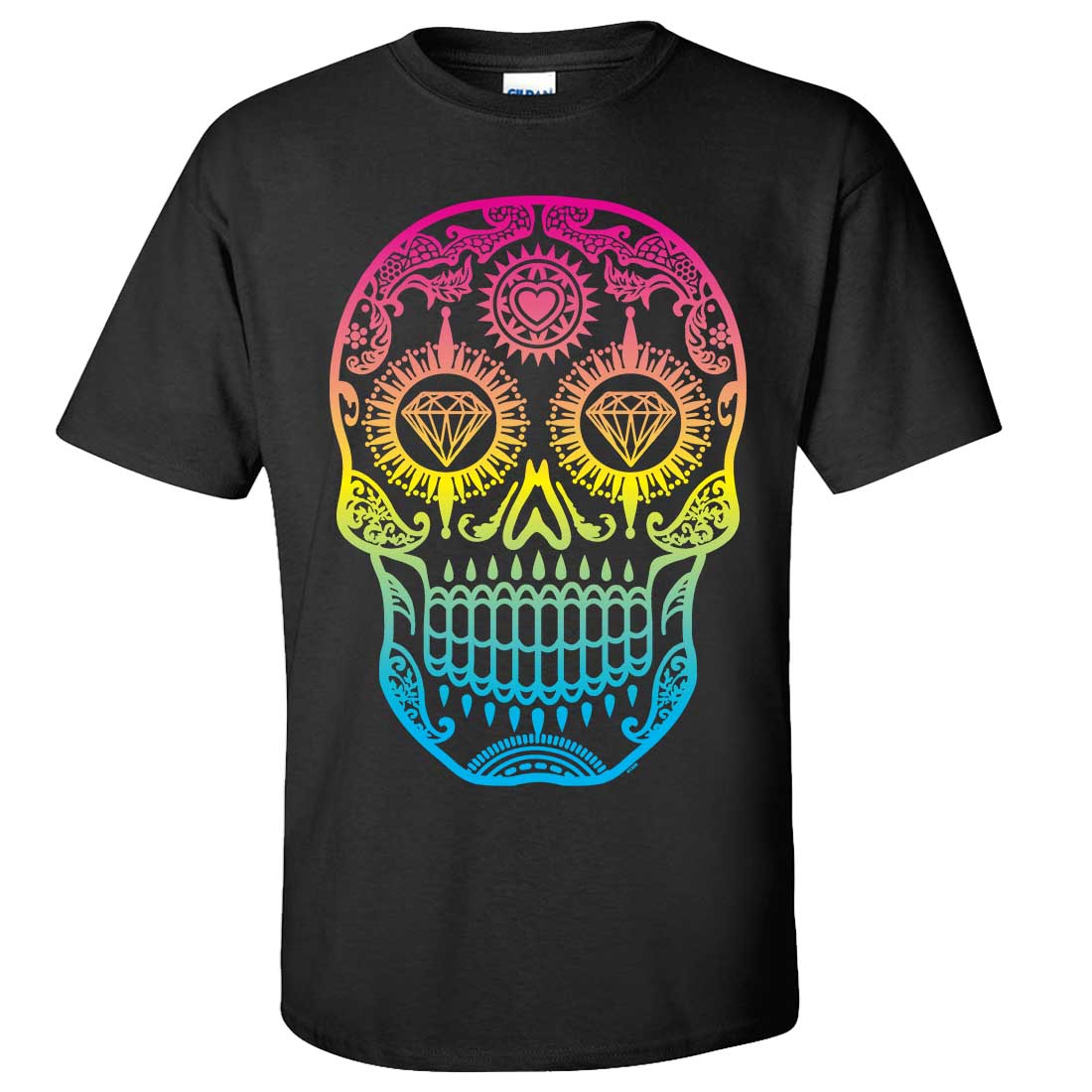 Neon Diamond Eyes Smiling Sugar Skull Asst Colors T-shirt/tee