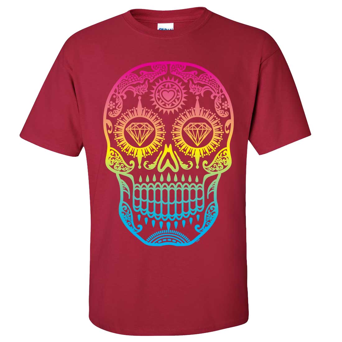 Neon Diamond Eyes Smiling Sugar Skull Asst Colors T-shirt