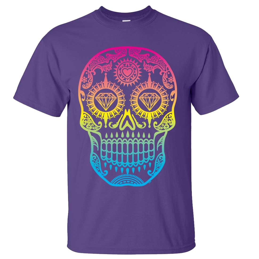 Neon Diamond Eyes Smiling Sugar Skull Asst Colors T-shirt Neon Diamond Eyes Smiling Sugar Skull Asst Colors T-shirt