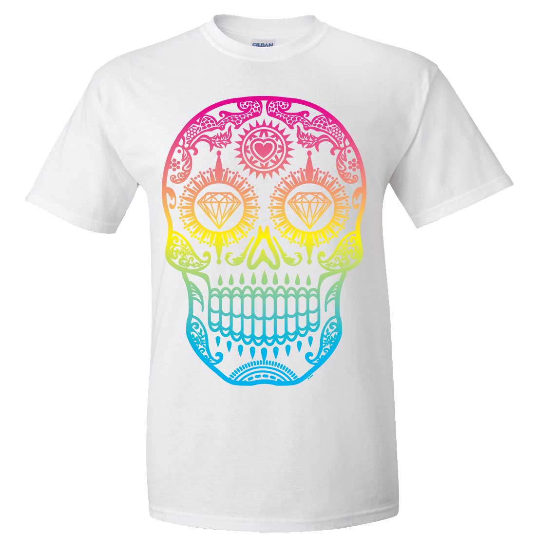 Neon Diamond Eyes Smiling Sugar Skull Asst Colors T-shirt Neon Diamond Eyes Smiling Sugar Skull Asst Colors T-shirt